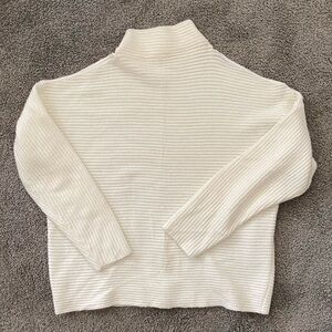Super Soft Cold Shoulder Cream Sweater Mock Turtle Neck